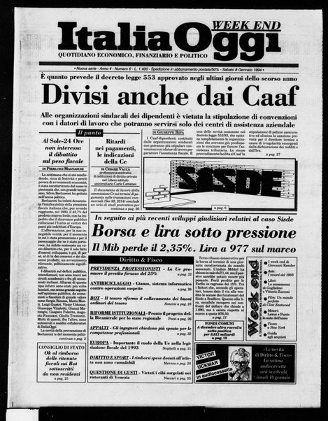 Italia oggi : quotidiano di economia finanza e politica